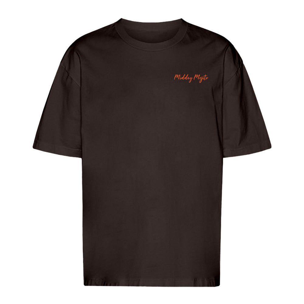 Oversize T-Shirt Braun mit Gardasee-Print, Vorderansicht